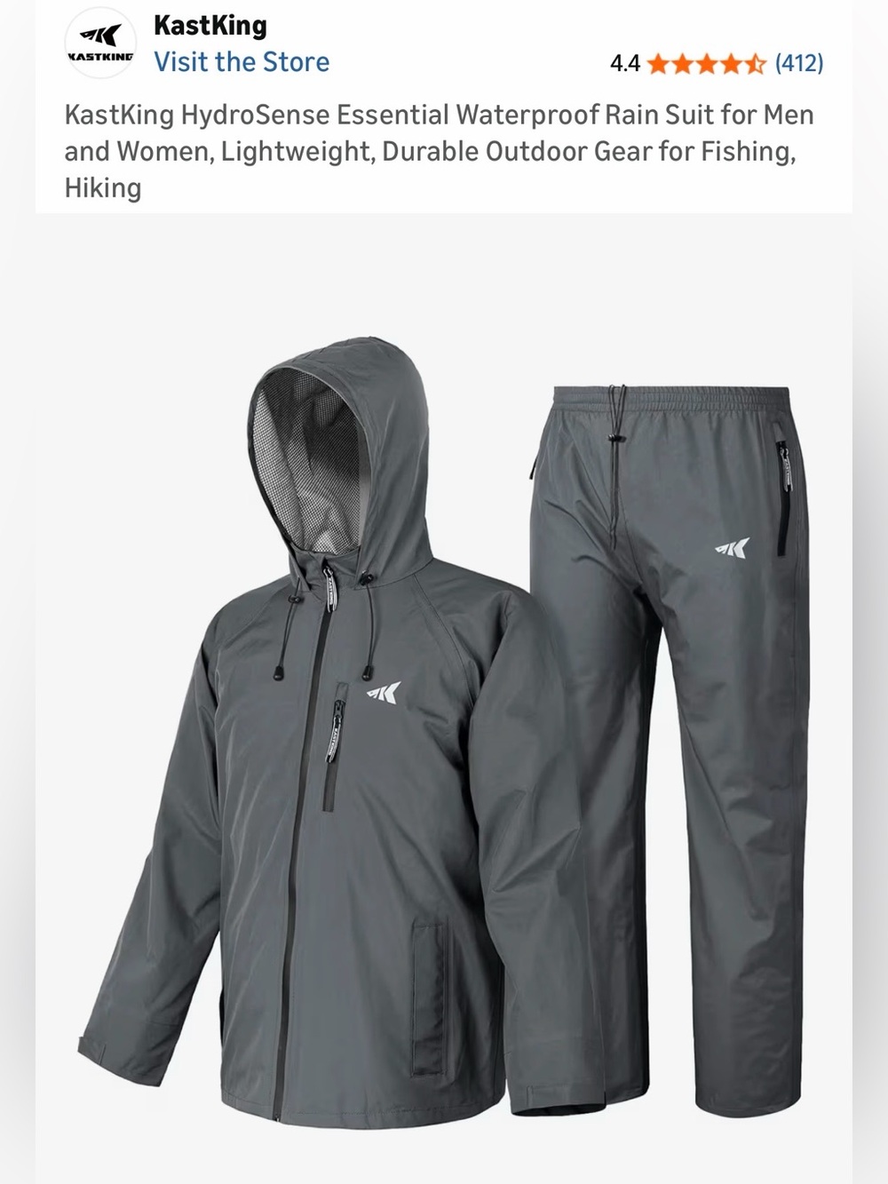 Men’s Waterproof Hooded Jacket & Pants Set - Gray